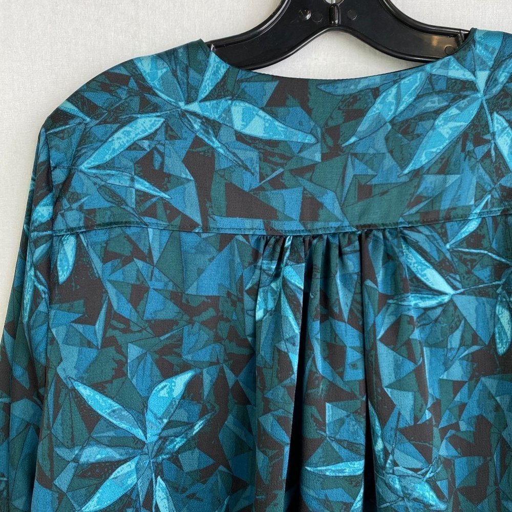 Halston Leaves-Pattern Flowy Blouse - image 6